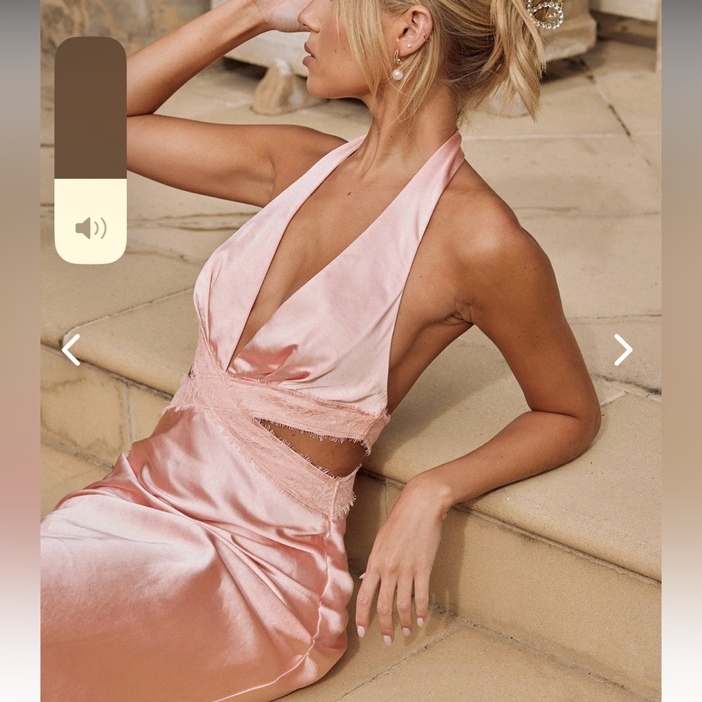 Peach Halter Cut Out Dress Selfie Leslie Medium